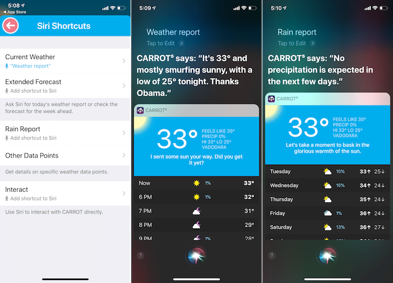 Siri - Shortcuts-Carrot-Weather 