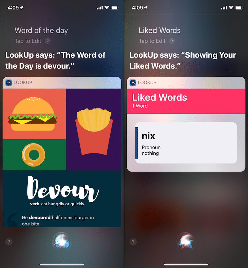 LookUp - iOS - 12 - Siri - Shortcuts 