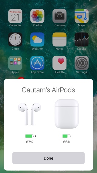 AirPods Charging Case Charge Status on iPhone 