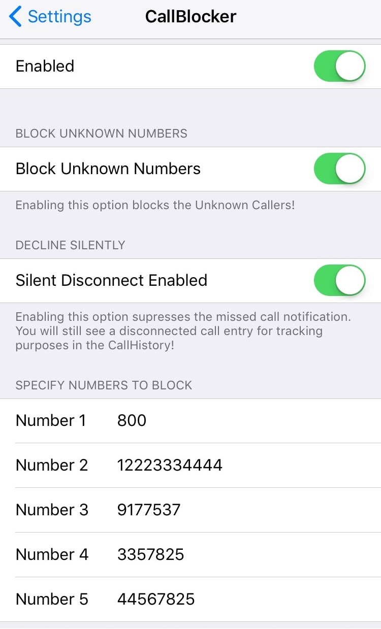 Block incoming calls with the CallBlocker tweak