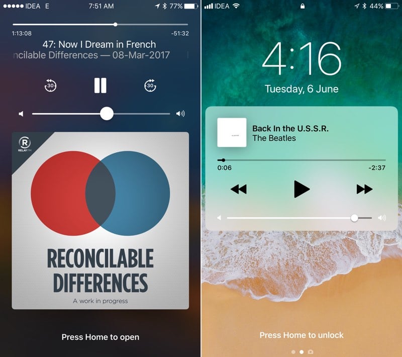 iOS 10 vs iOS 11 Now Playing Lock Screen 