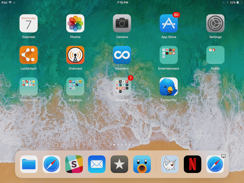iOS 11 iPad Dock 