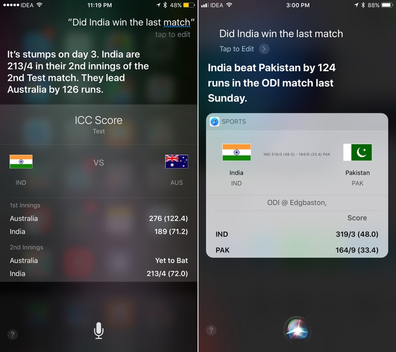 iOS 10 vs iOS 11 Siri 