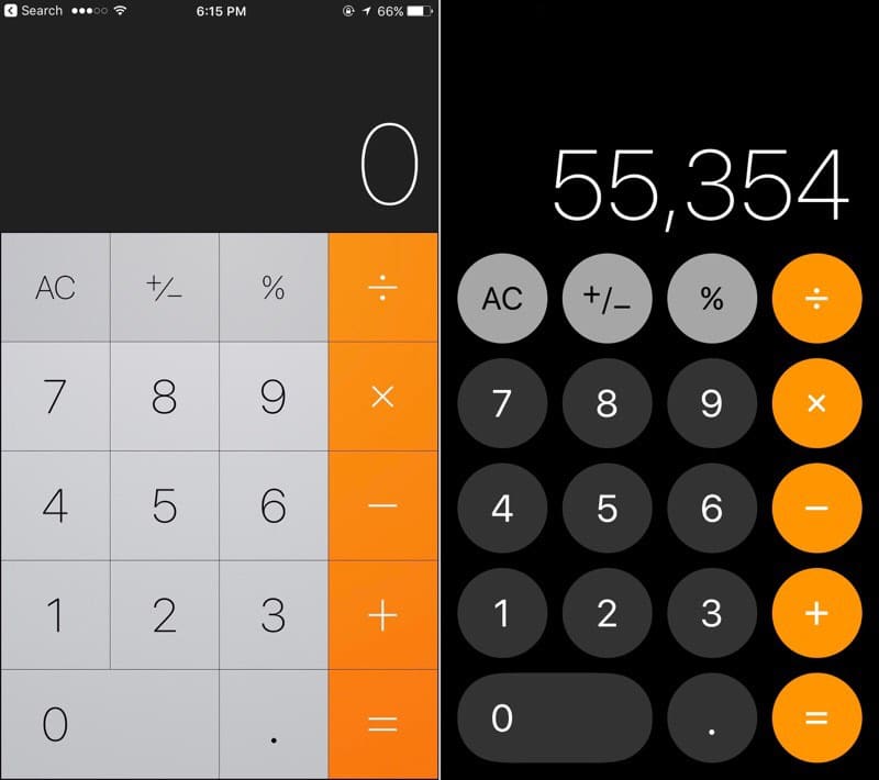 iOS 10 vs iOS 11 Calculator 