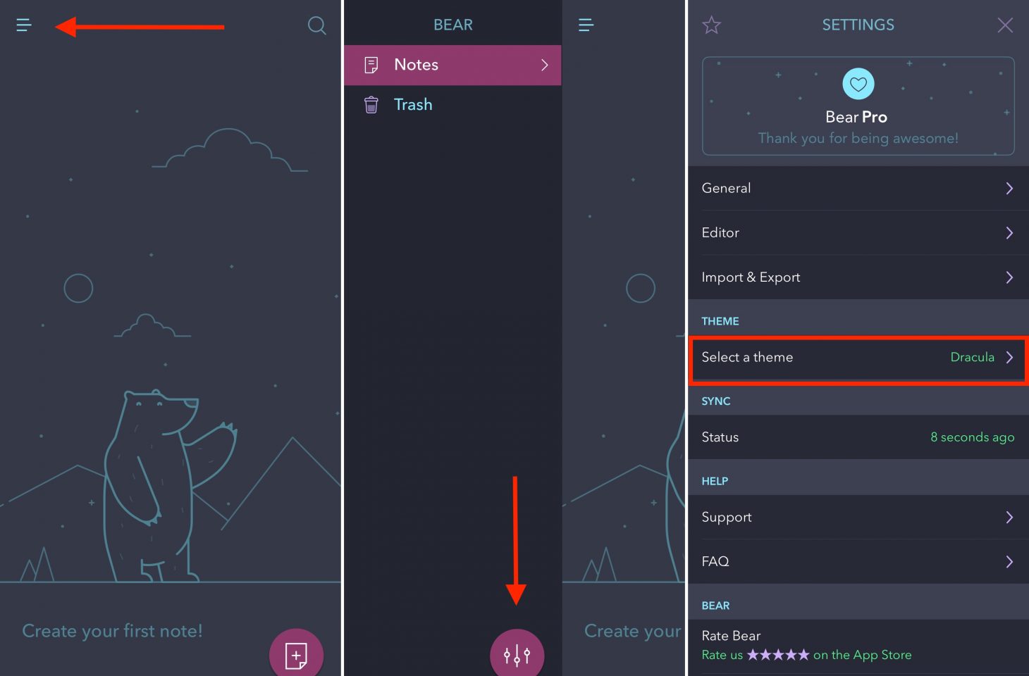 How to change themes in Bear app for iPhone and Mac