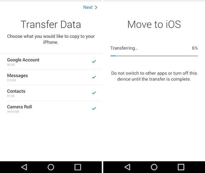 How to transfer photos and data from Android to a new device iPhone