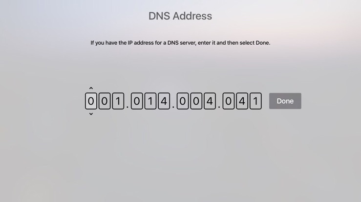 DNS Address - Apple TV 