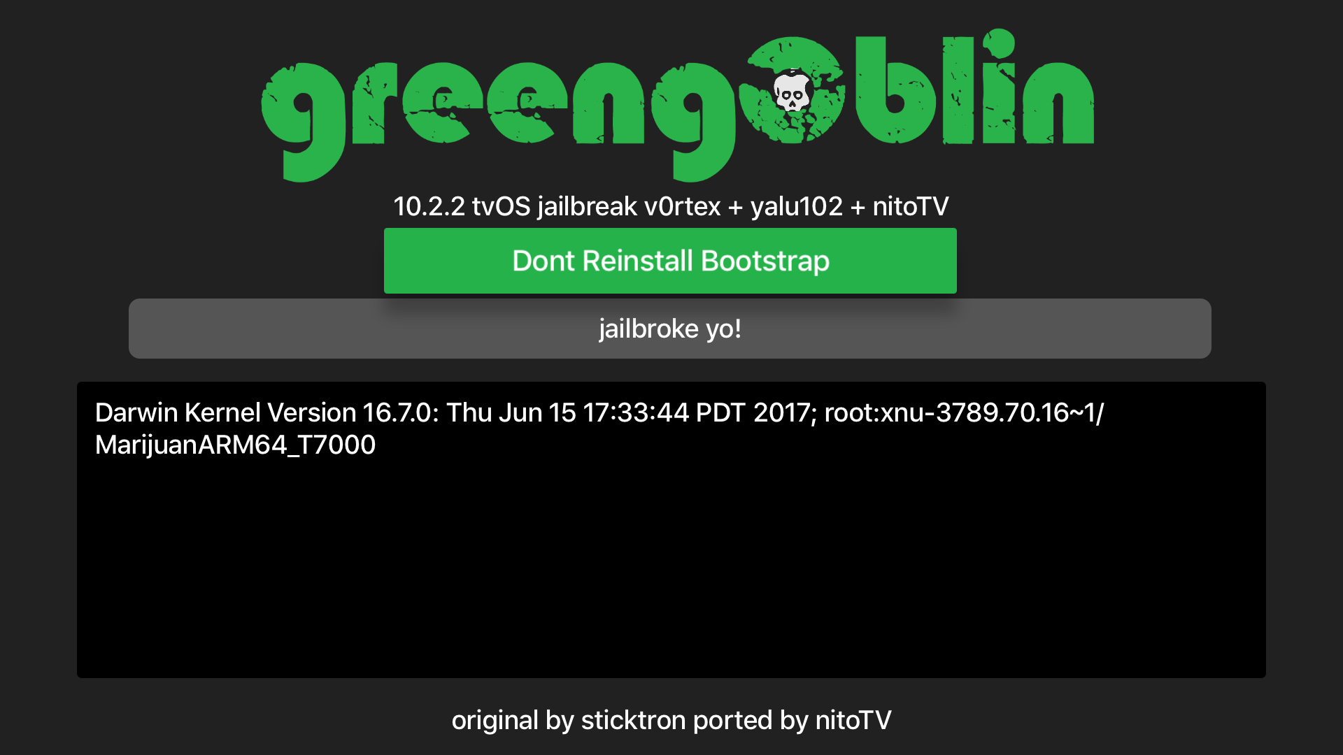 How to jailbreak greeng0blin for tvOS 10.2.2