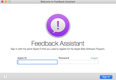 Feedback Assistant - OS X 10.11 