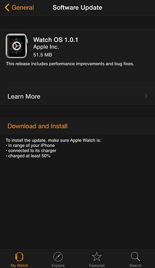 apple watch os 1.0.1 update 