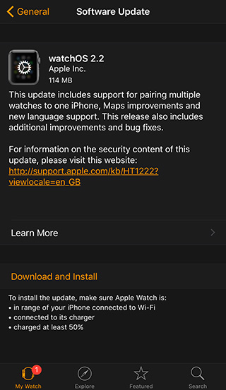 How to install watchOS 2.2 on Apple Watch