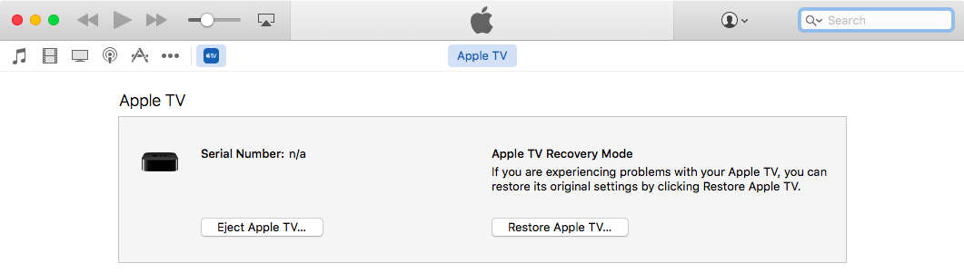 iTunes for Mac Apple TV in Recovery Mode screenshot 001 