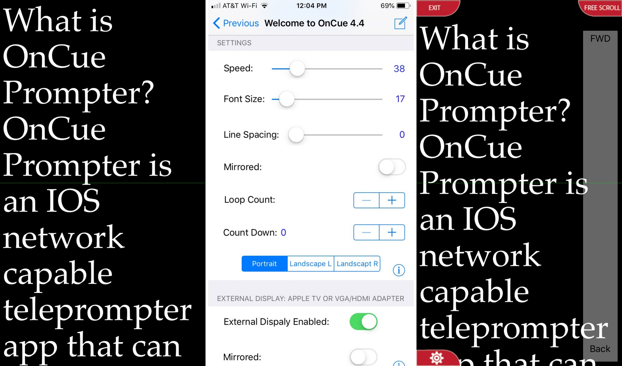 OnCue-Prompter-on - iPhone 